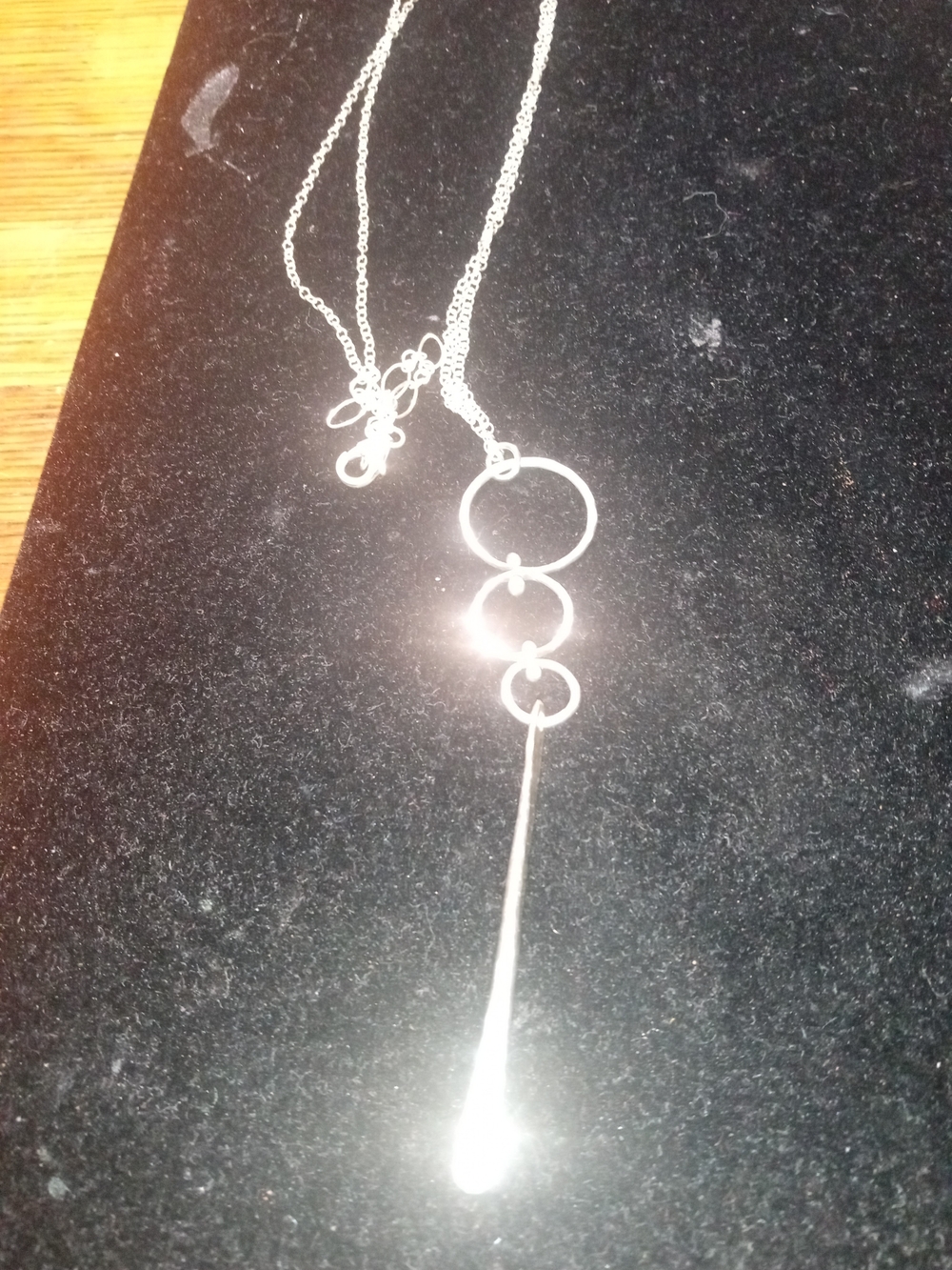Silver Triple-Ring Drop Pendant Necklace for Women